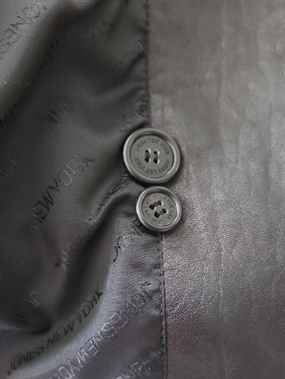 Jones New York Black Leather Button-Front Coat - Picture 9 of 9